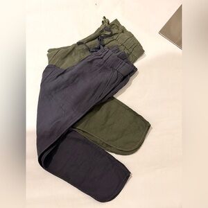 NEW Caslon Track Style Women’s Olive and Charcoal Set of 2 Linen Pants XS and S